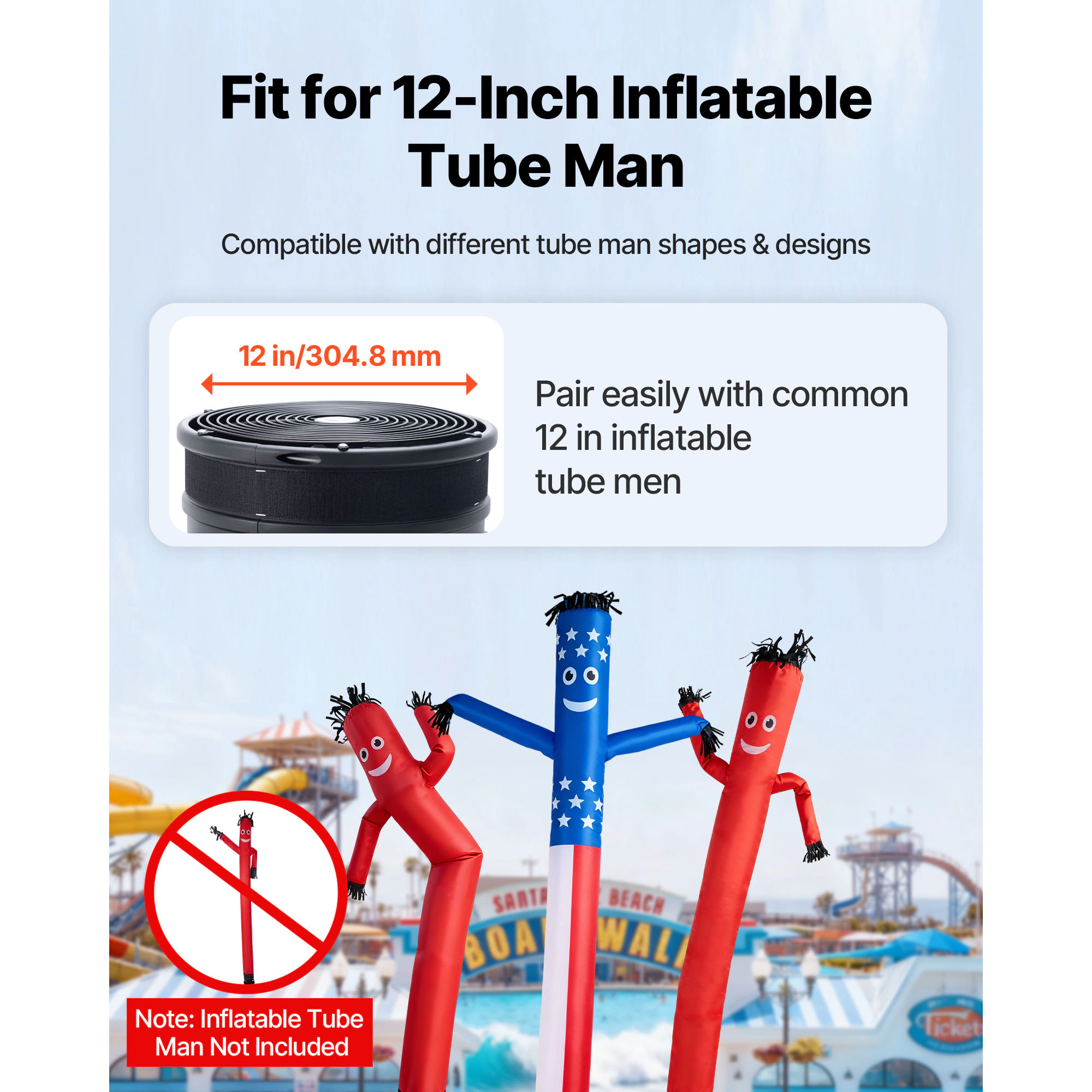 HONGGE Outdoor Inflatable Tube Man Blower Fan, IPX3 Waterproof, for Wacky Waving Tube Guy