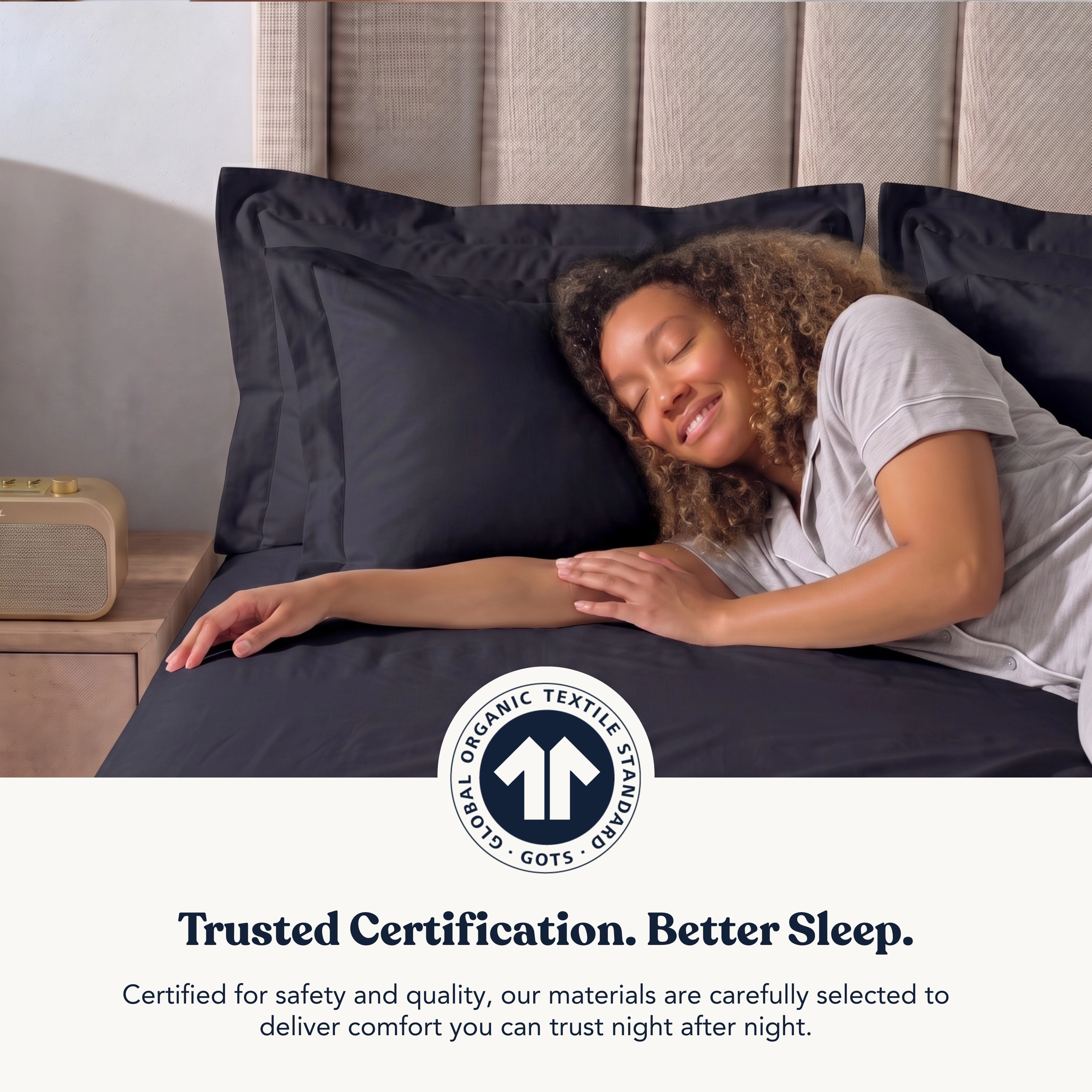 Delara GOTS Certified Organic Cotton Fitted Sheet, 400 Thread Count, Long Staple Cotton, Soft & Breathable