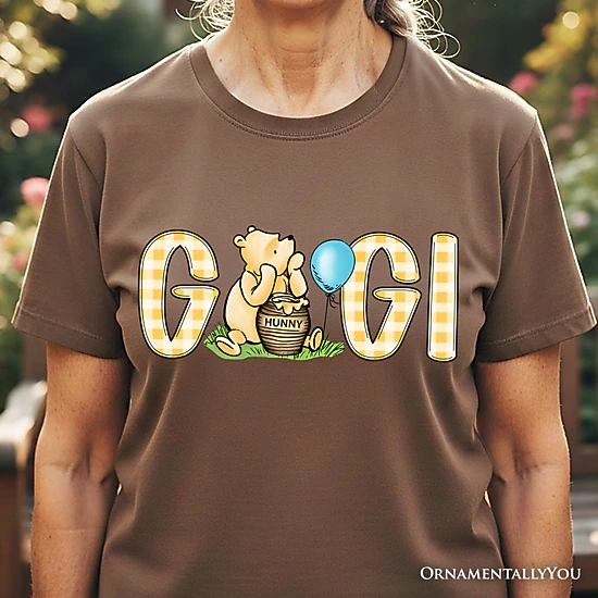 OrnamentallyYou Womens Gingham Gigi Winnie-The-Pooh 1926 T-Shirt