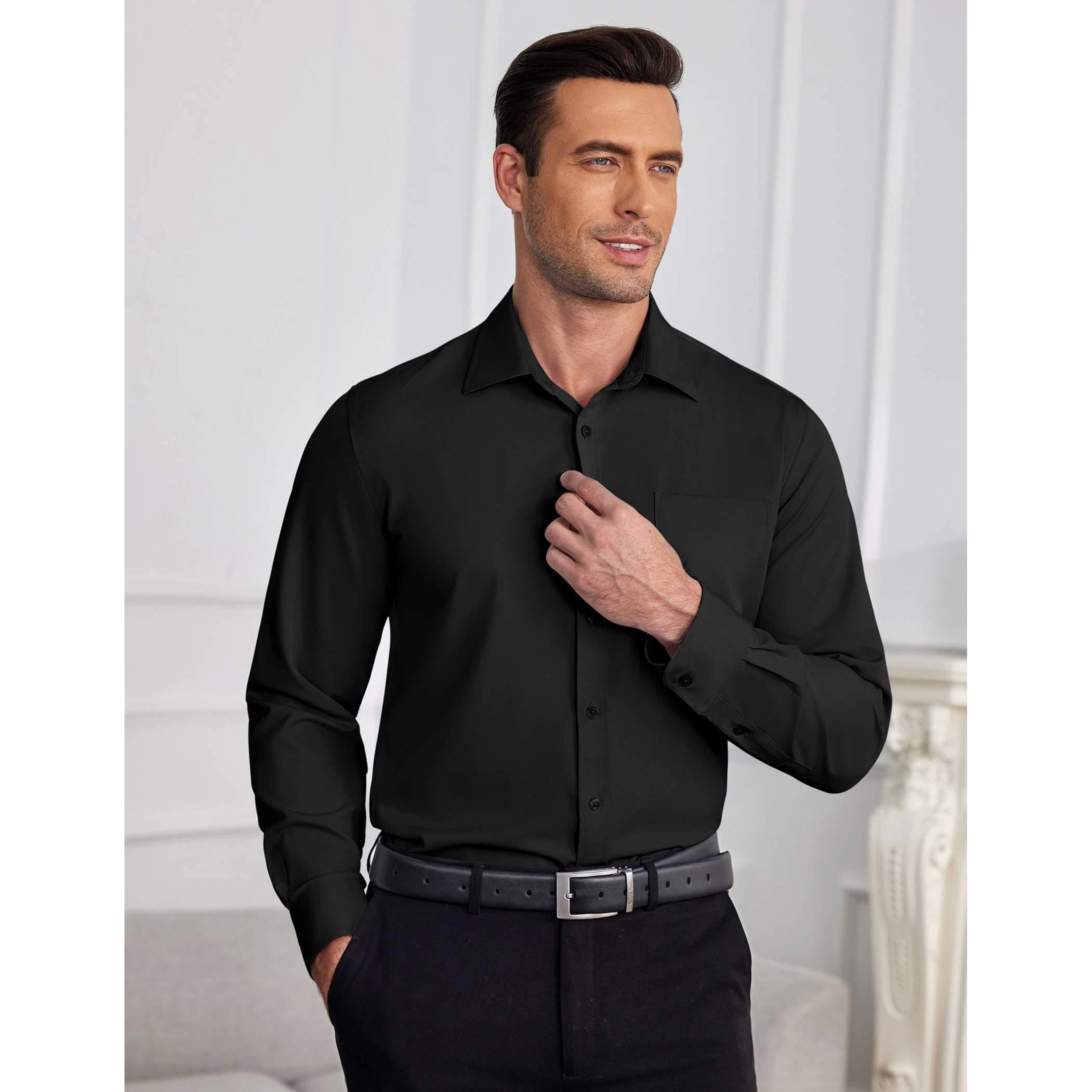 COOFANDY Mens Long Sleeve Dress Shirt Point Collar Button Up Casual Shirts