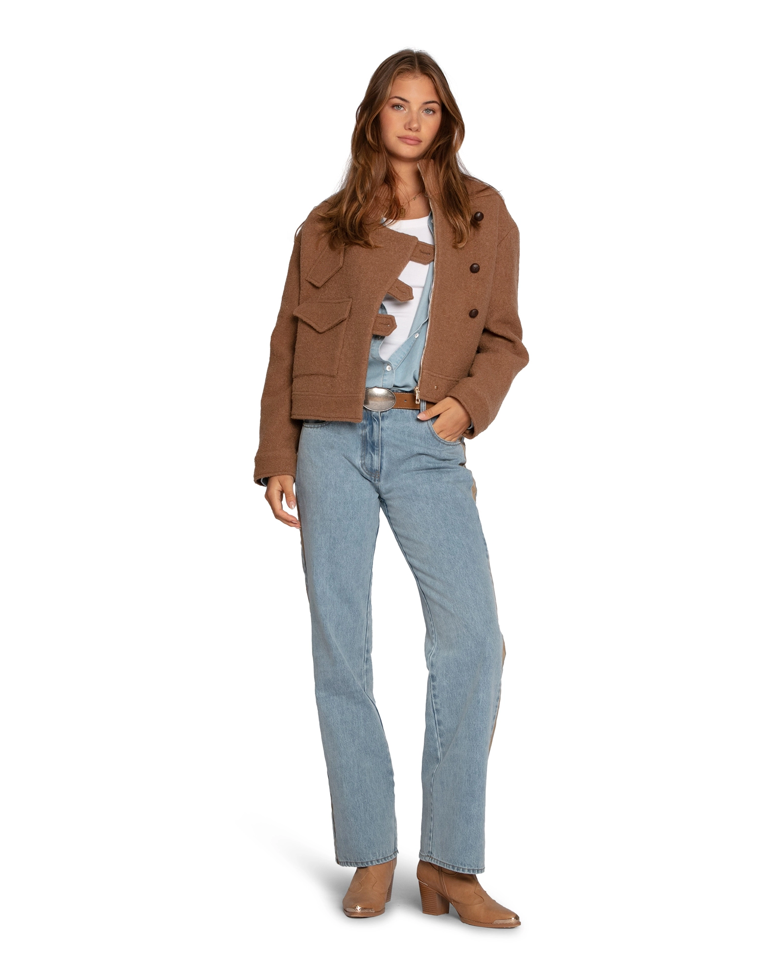 Belle & Bloom Rebel Mid Rise Side Stripe Denim Jeans