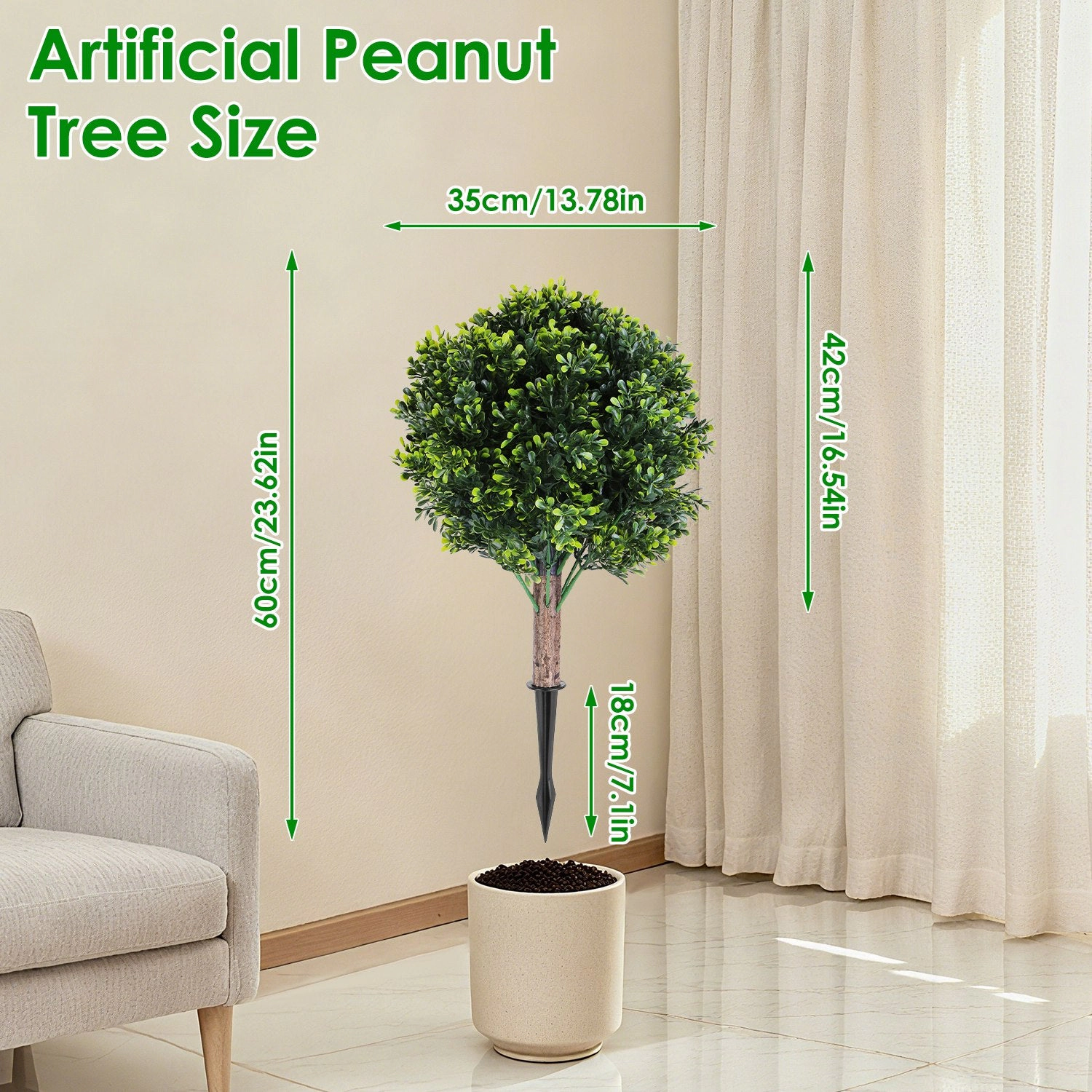 GBruno 2-Pack UV-Resistant Faux Boxwood Ball Trees