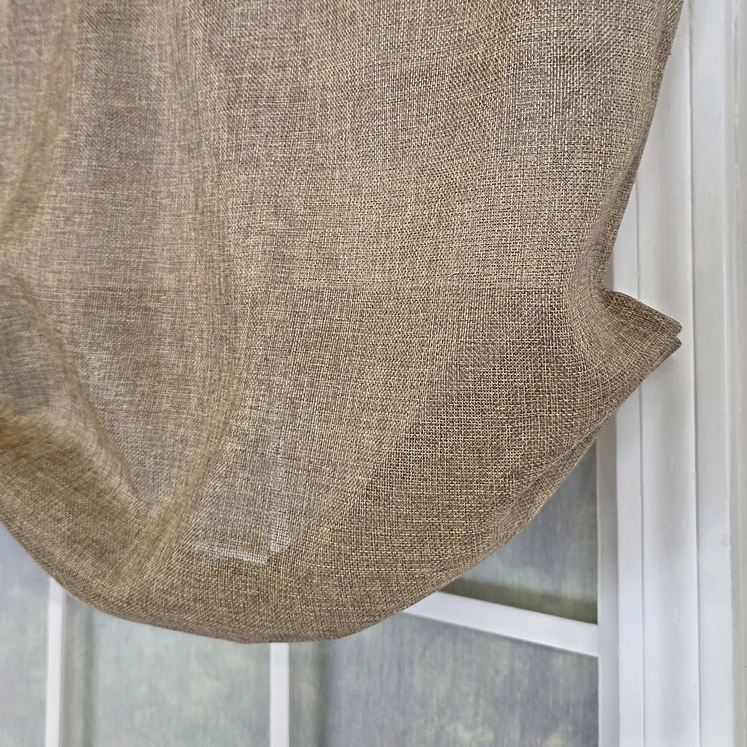 RLF Home Linen Sheer Stationary Balloon Window Valance 100% Cotton Rod Pocket 50" x 17" Beige