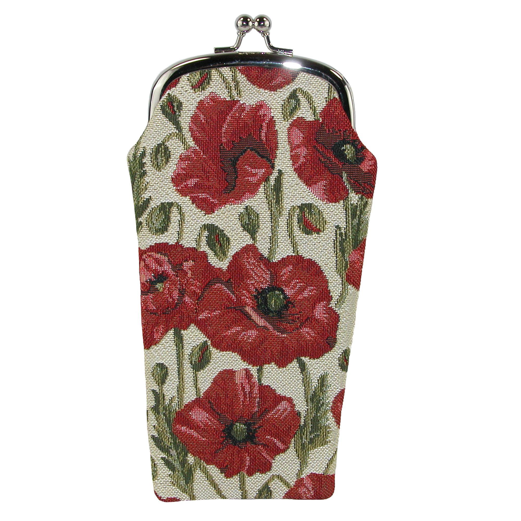 CTM® Women's Poppy Print Tapestry Glasses Case