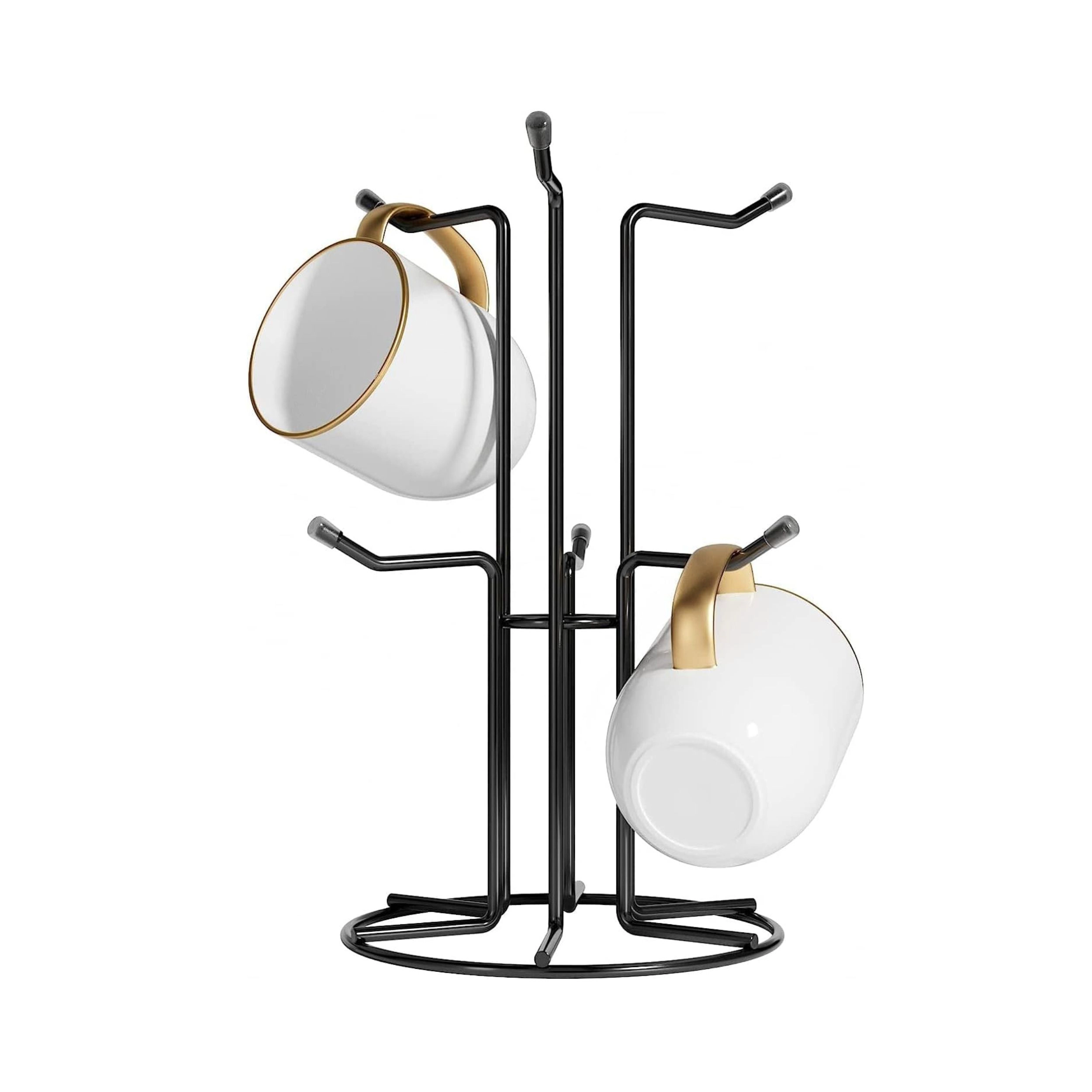 Stock Preferred Metal Mug Tree with 6 Hooks Countertop Coffee Cup Holder for Large Mugs
