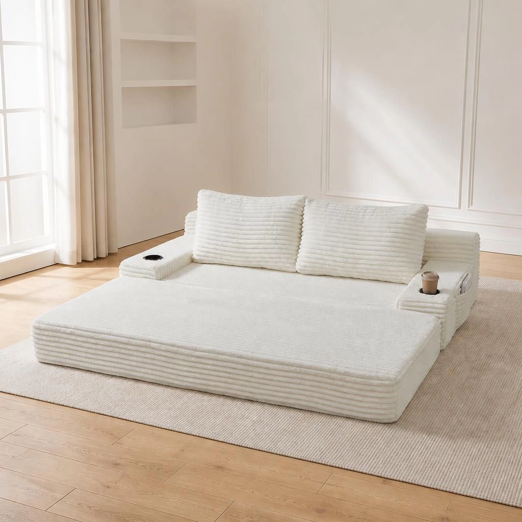 GOODSILO Convertible Corduroy Pull Out Sofa Bed