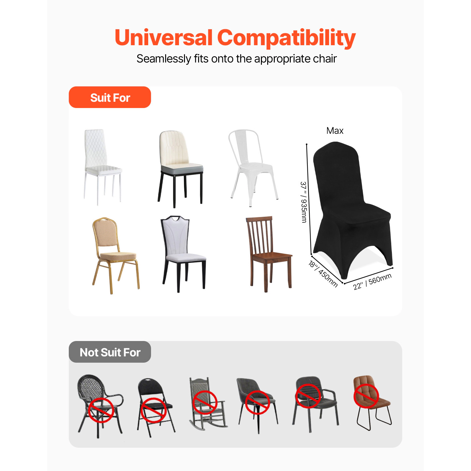 HONGGE Stretch Spandex Folding Chair Covers Universal Fitted Arched Front Cover Removable Washable Protective