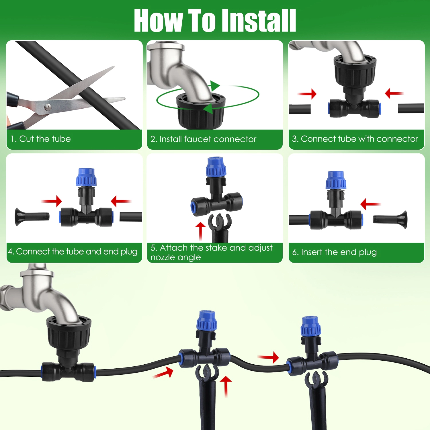 GBruno 75ft Drip Irrigation System With Misting Nozzles