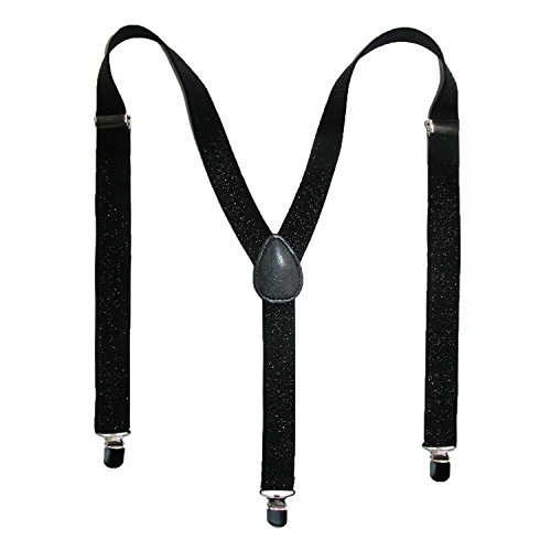 CTM Women's Elastic Glitter Clip-End Suspenders