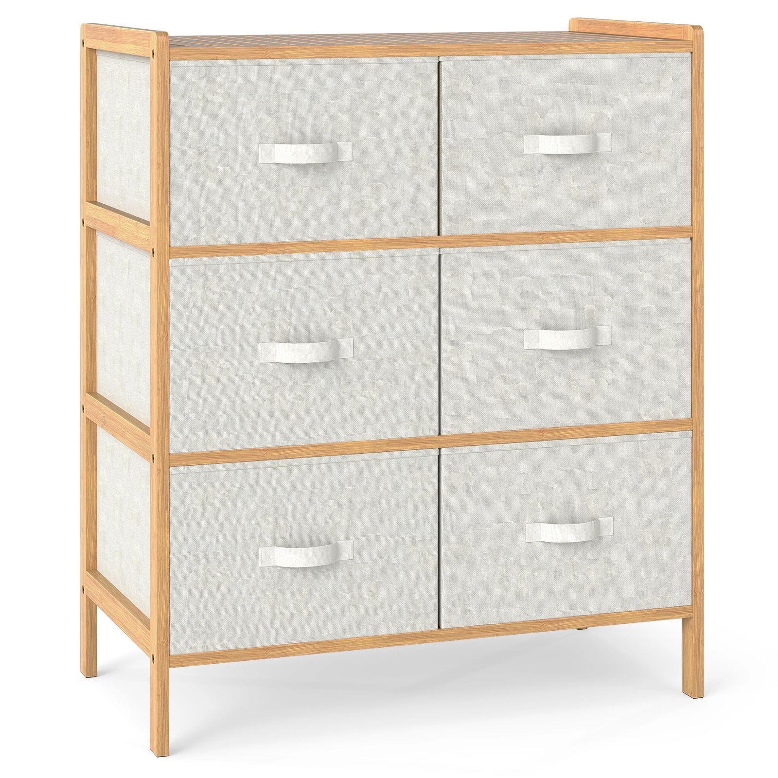 SUGIFT Fabric Dresser 6 Drawers & Folding Fabric Bins 44-lb Top Capacity 22-lb Drawer Capacity Bedroom Storage Chest