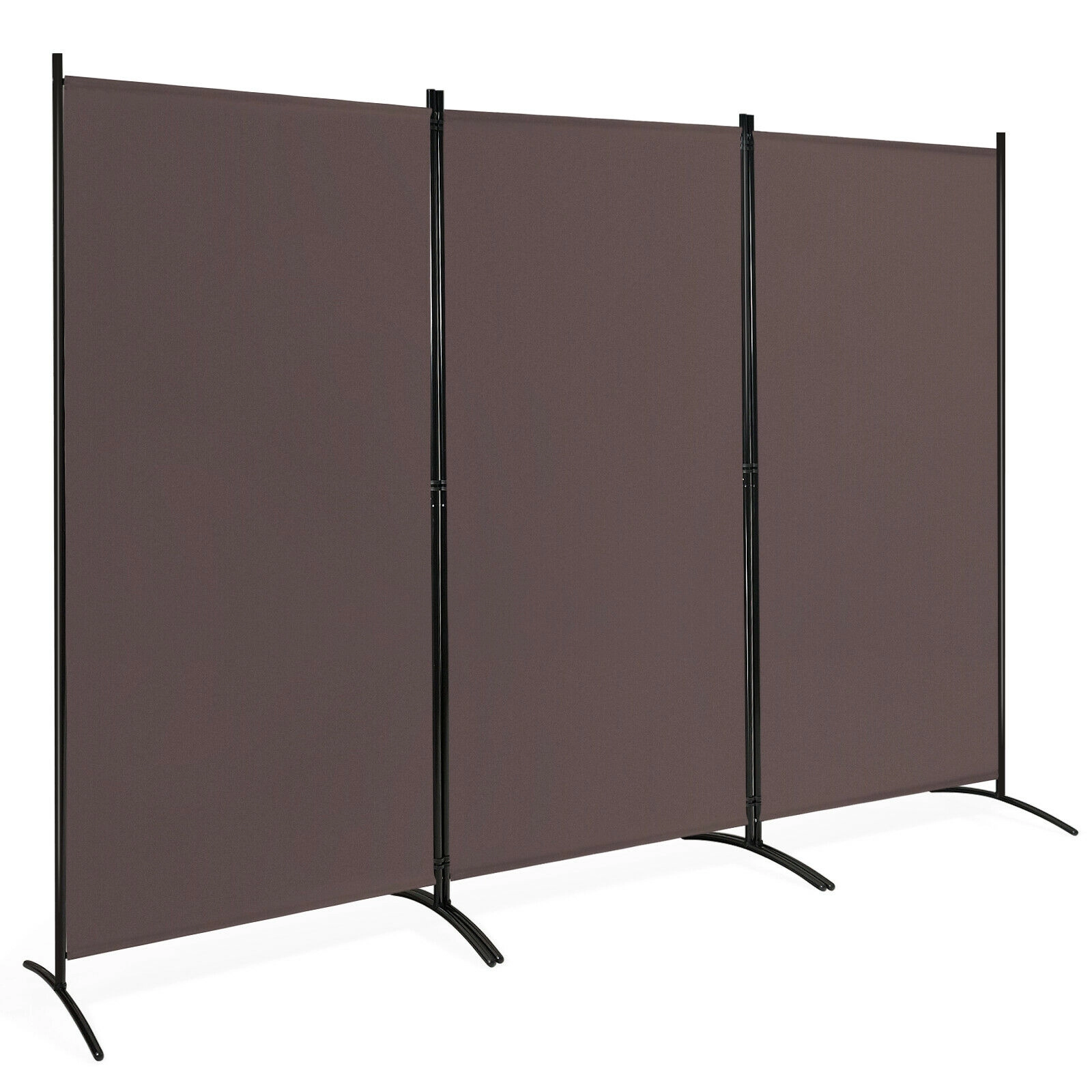 SUGIFT 3-Panel Folding Room Divider Privacy Partition Screen 72-in Tall 8.5-ft Opening Brown