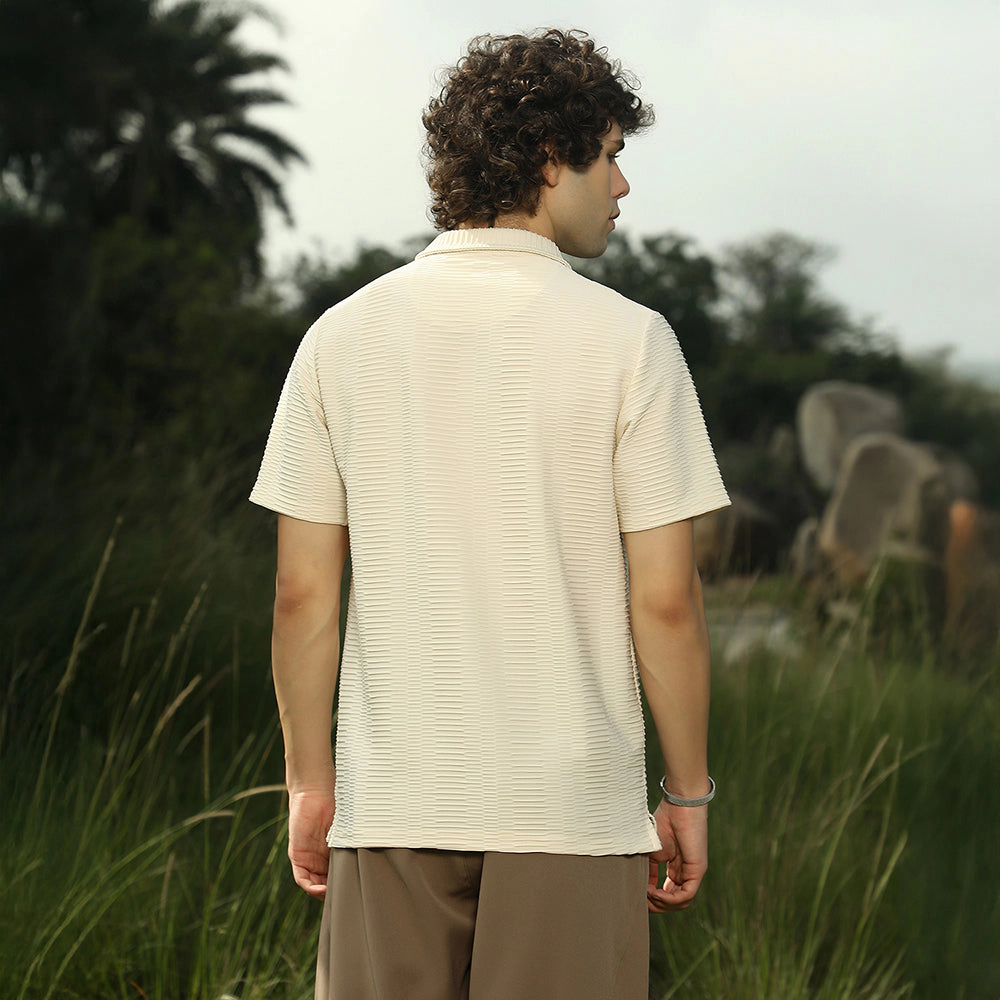 Flatten-Ruched Polo T-Shirt