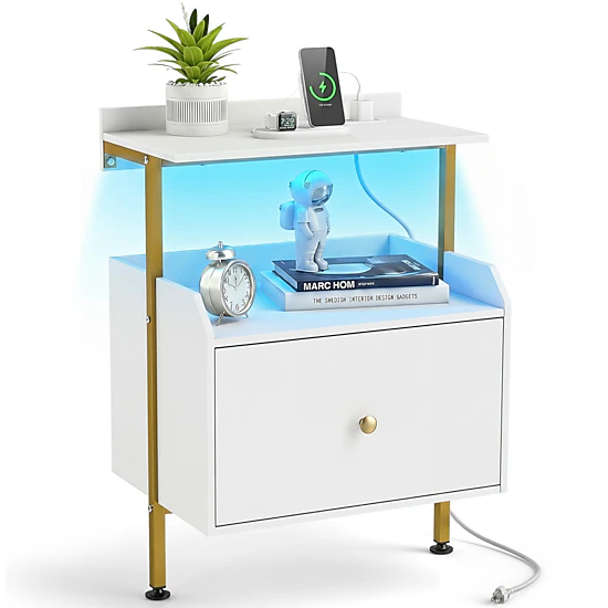 Glintex Wall-Mounted LED Nightstand with 3 Wall Anchors and Deep 7-Inch ...