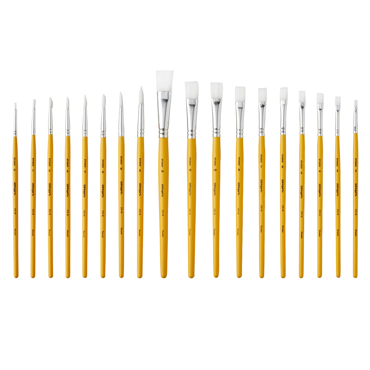 KINGART Studio Mixed Media White Nylon Brush Set - 18 pc