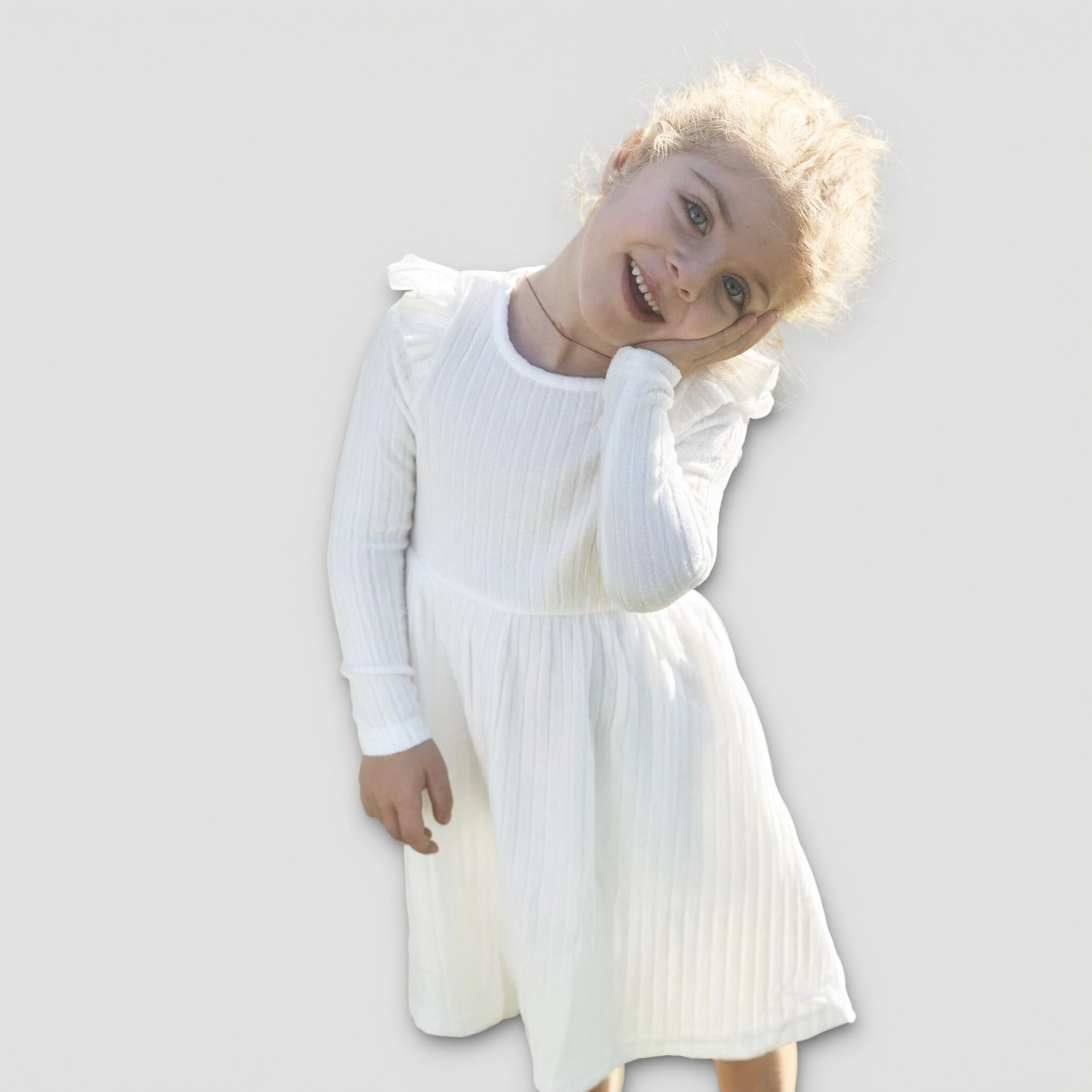 Arshiner Girl's Dress Baby Girl'ss Knitted Ruffle Sleeve Pocket Dresses Aline Flared Fall
