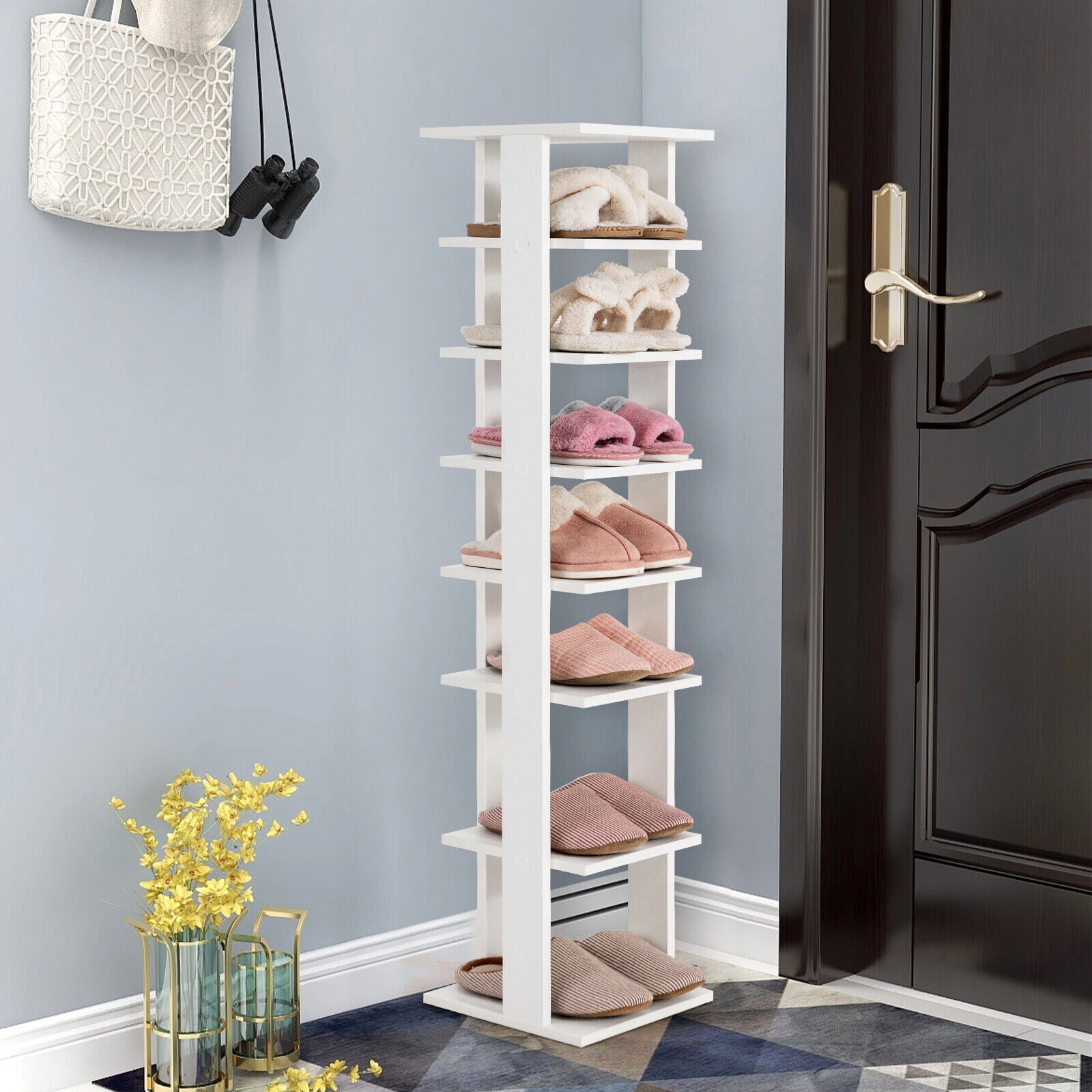SlickBlue 7 Tier Shoe Rack Tower with Adjustable Boot Storage