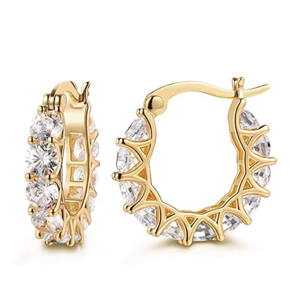 Exquisite Unique Multi-Color Cubic Zirconia Inlaid Hoop Earrings