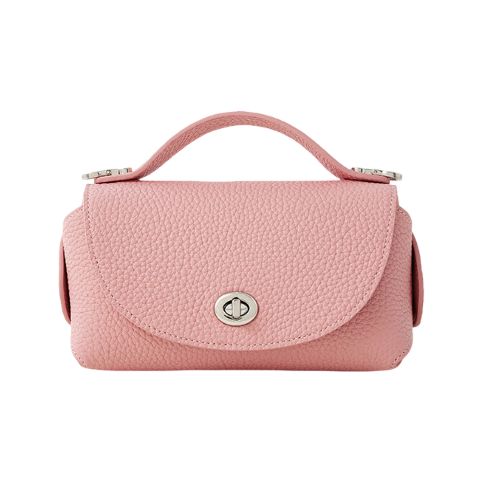 Alilang Women's Pebbled Leather Mini Top Handle Bag with Chain Crossbody Strap and Turn Lock Closure