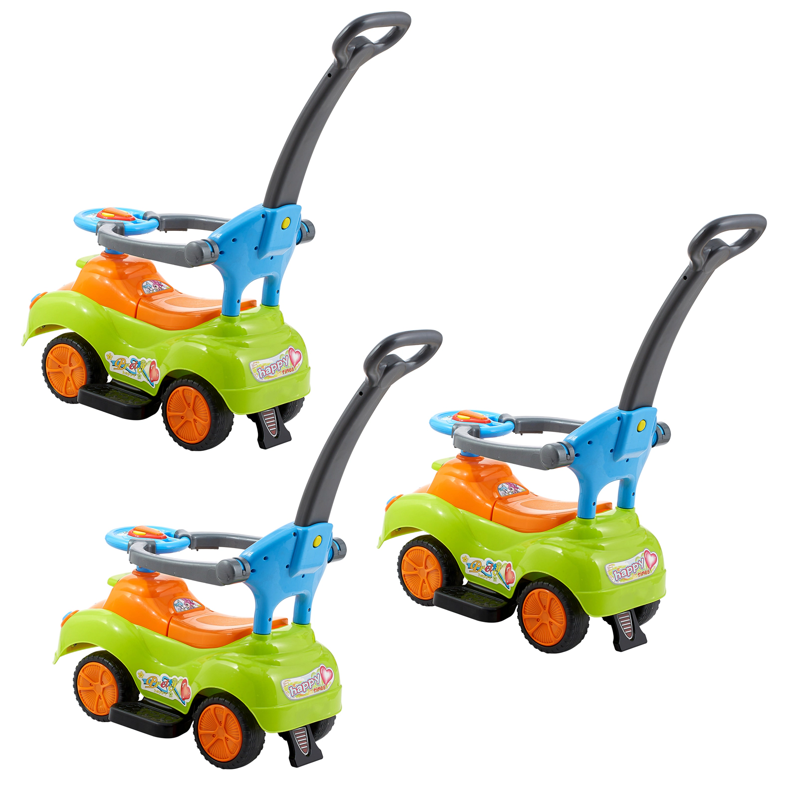 HONGGE 3-in-1 Ride On Push Car for Toddlers 19-36 Months, Foot-to-Floor Walker with Guardrails & Under-Seat Storage