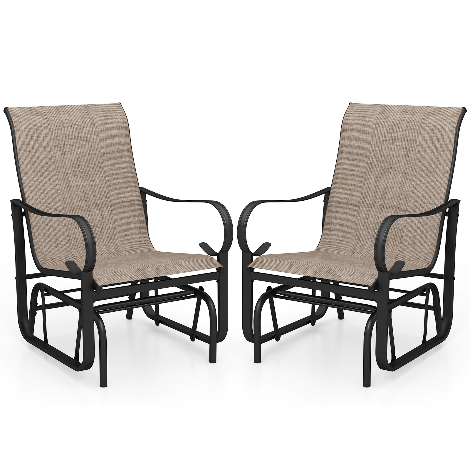 SUGIFT Outdoor Glider Chairs with High Backrest 330-Lb Capacity Mix Brown and Black