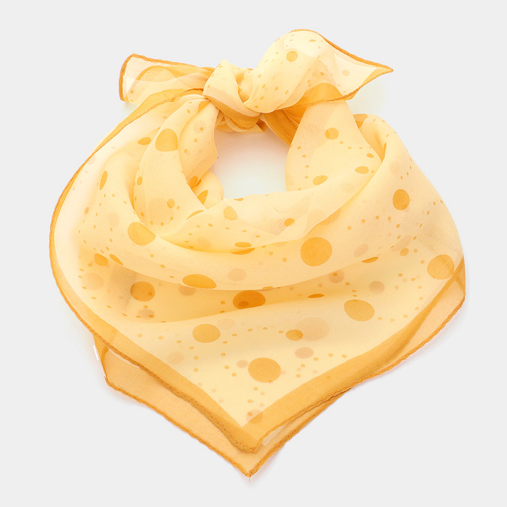 TRUEDAMES Lightweight Polka Dot Silk Square Scarf Yellow