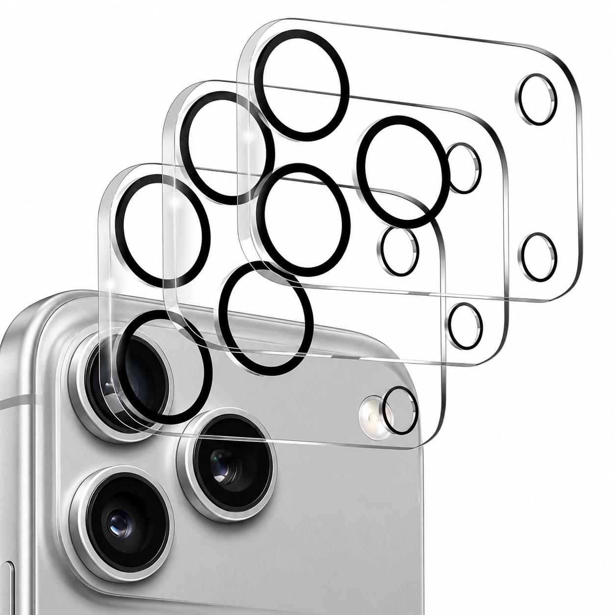 Qixxronics Camera Lens Protector for iPhone 17 Pro Clear Tempered Glass Lens Cover Flim 3-PACK