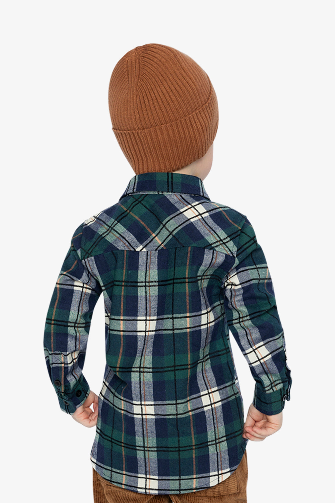 Deux par Deux Boys Long Sleeve Button-Front Plaid Shirt