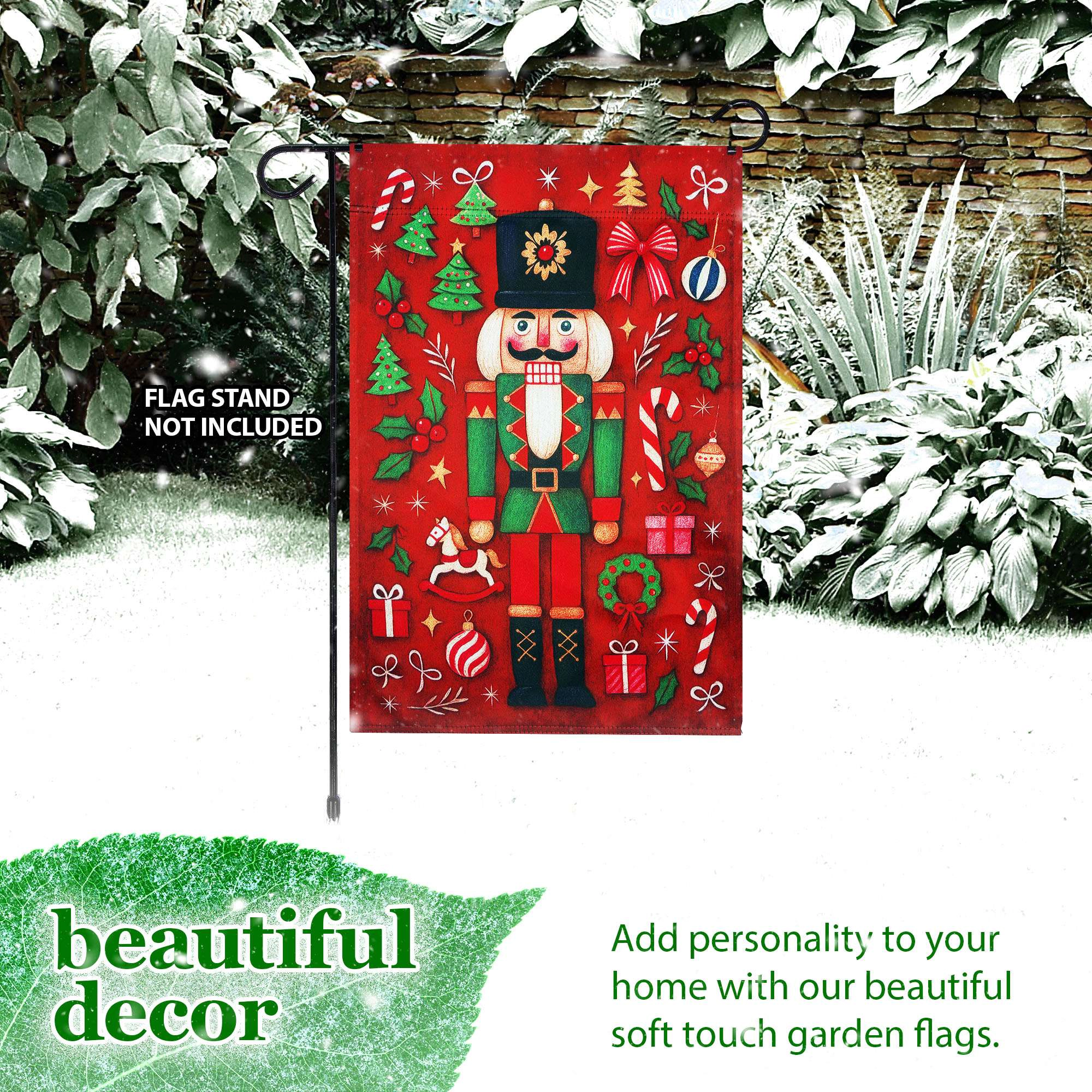 G128 Nutcracker Christmas Garden Flag 12x18 Double-Sided Holiday Yard Decoration