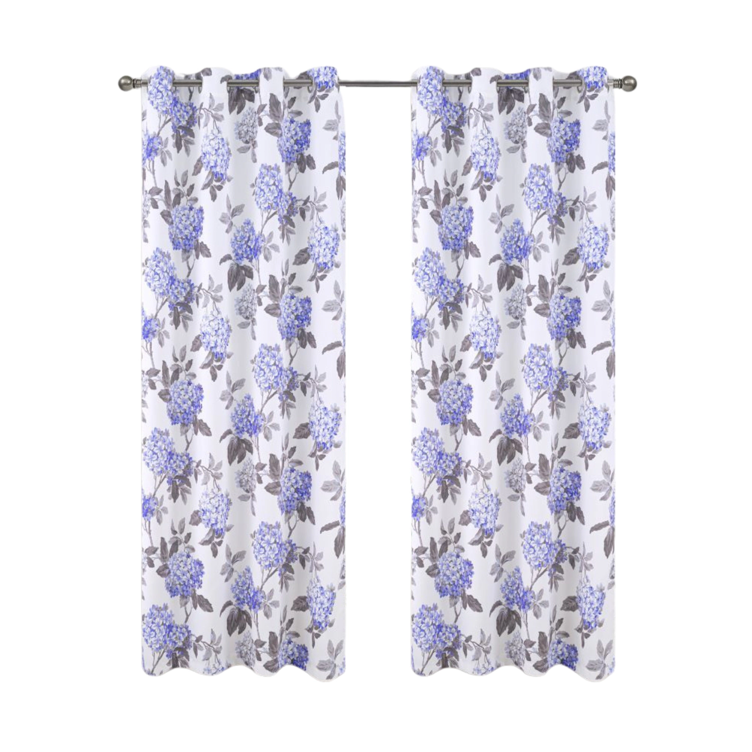 Olivia Gray 100% Polyester 200 GSM Hydrangea Printed Blackout Grommet Curtain Panel 54" x 90" Lilac