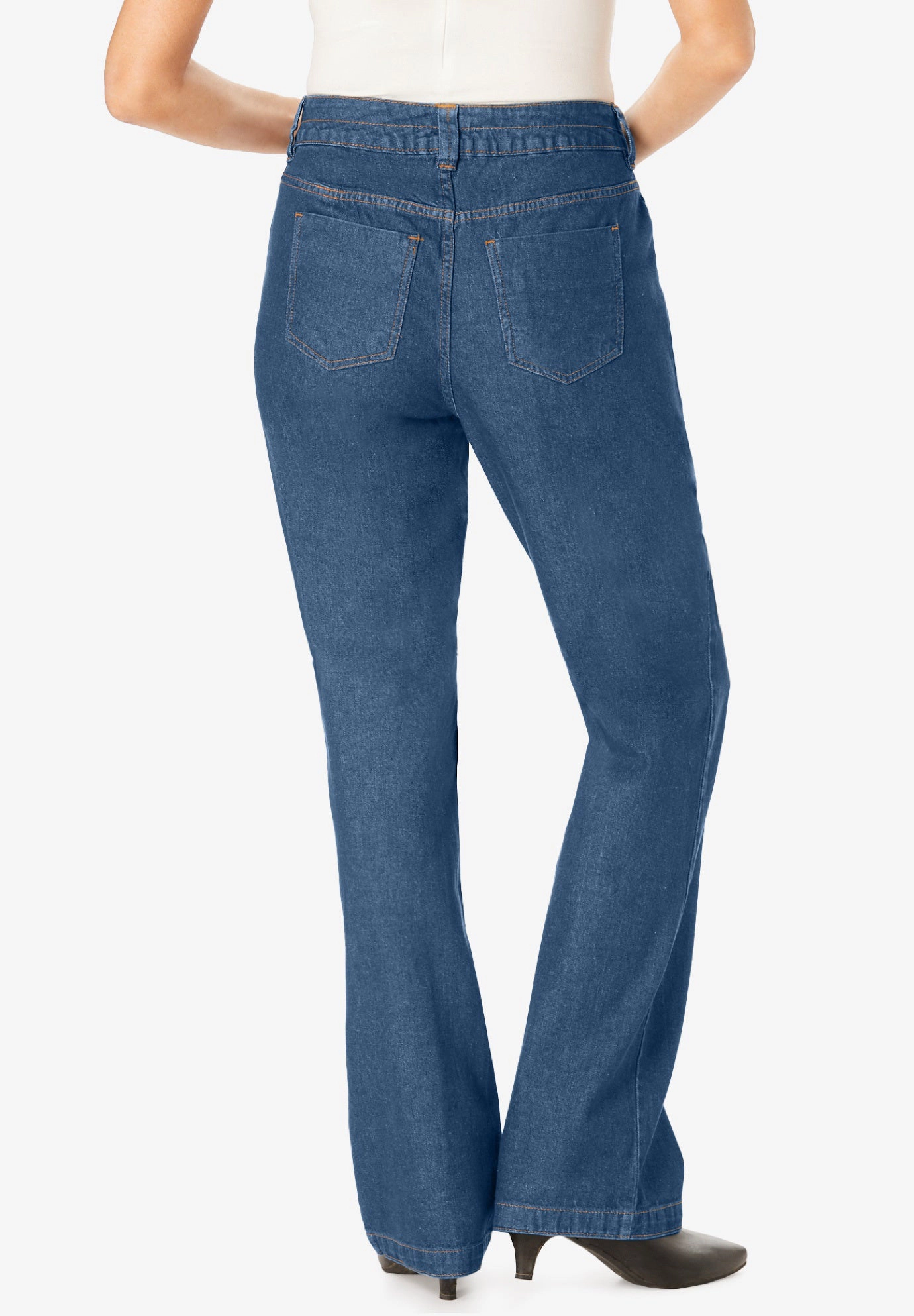 Woman Within Plus Perfect Wide-Leg All-Cotton Denim Five-Pocket Jeans