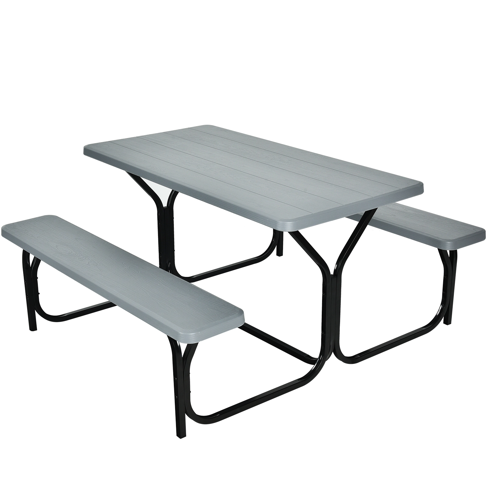 SUGIFT Gray 54-In Outdoor HDPE Picnic Table and Bench Set