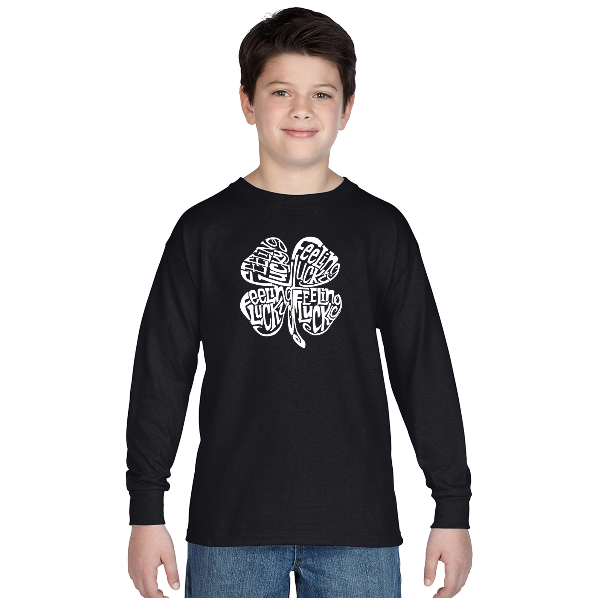 LA Pop Art Boys Long Sleeve T-Shirt -  Feeling Lucky