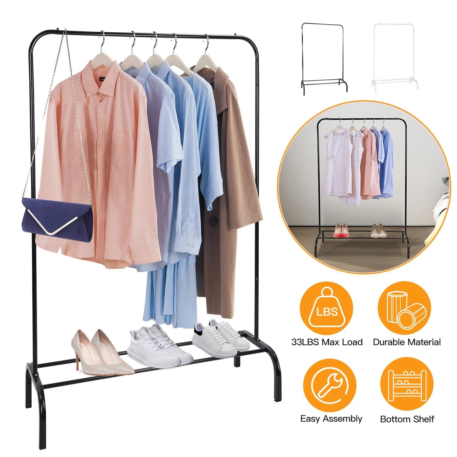 GBruno Iron Freestanding Garment Rack With Shelf