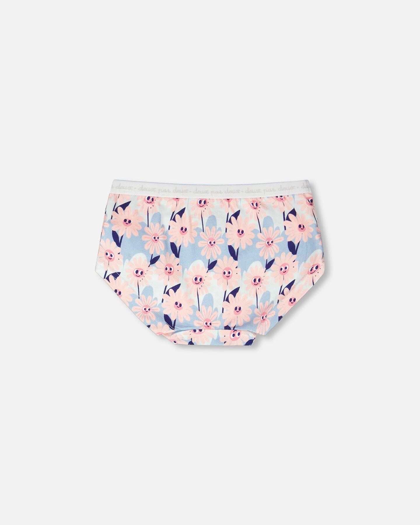 Deux par Girls Organic Cotton Boyshort Panty Smiling Flower Print