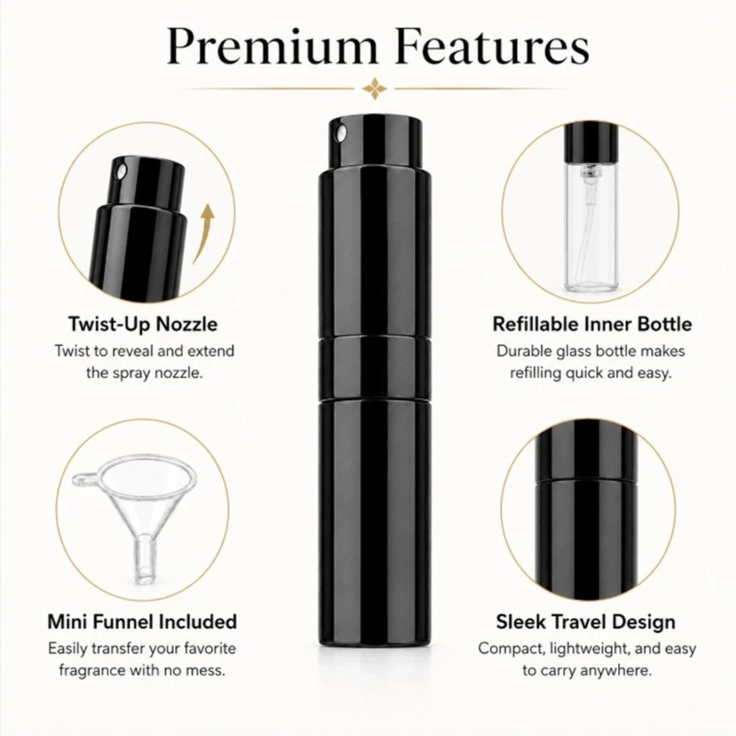 Home Collection 8ml Refillable Perfume Atomizer Portable Travel Spray Bottle