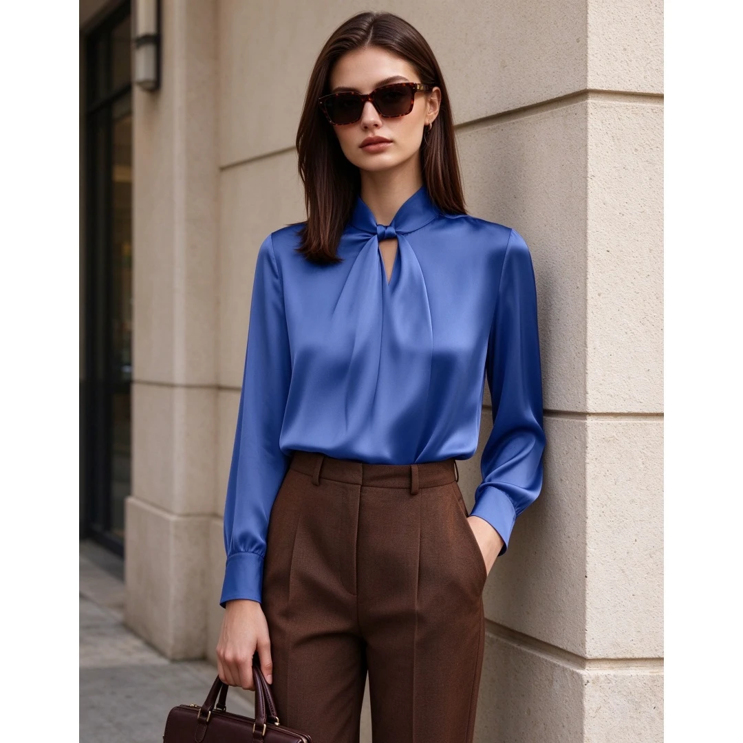 Coolmee Women's Fashion Chic Cutout Long Sleeve Unique Niche Shirt Blouse All Season