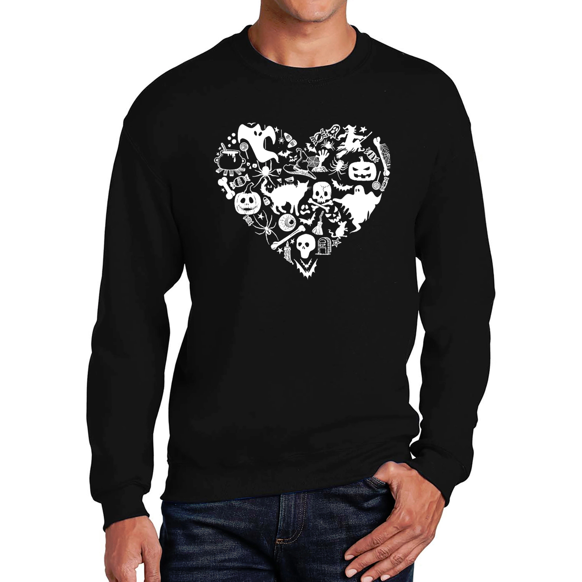 LA Pop Art Halloween Heart - Men's Word Crew Sweatshirt