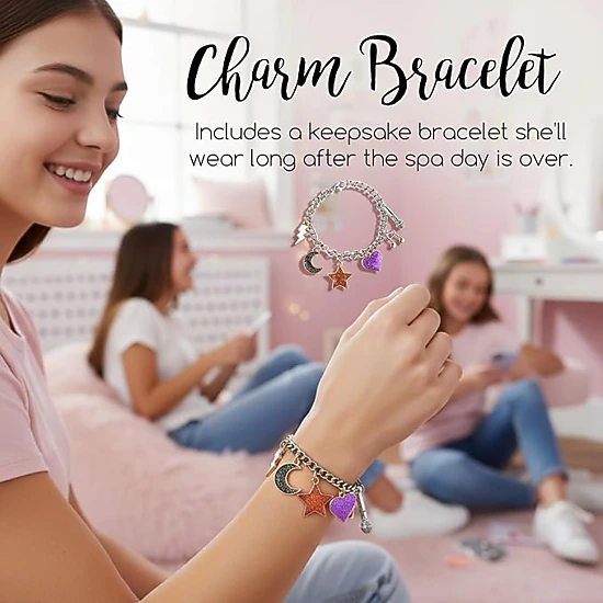 Freida and Joe Girls Dream Glow Vanilla Teen Spa Gift Set with  Charm Bracelet