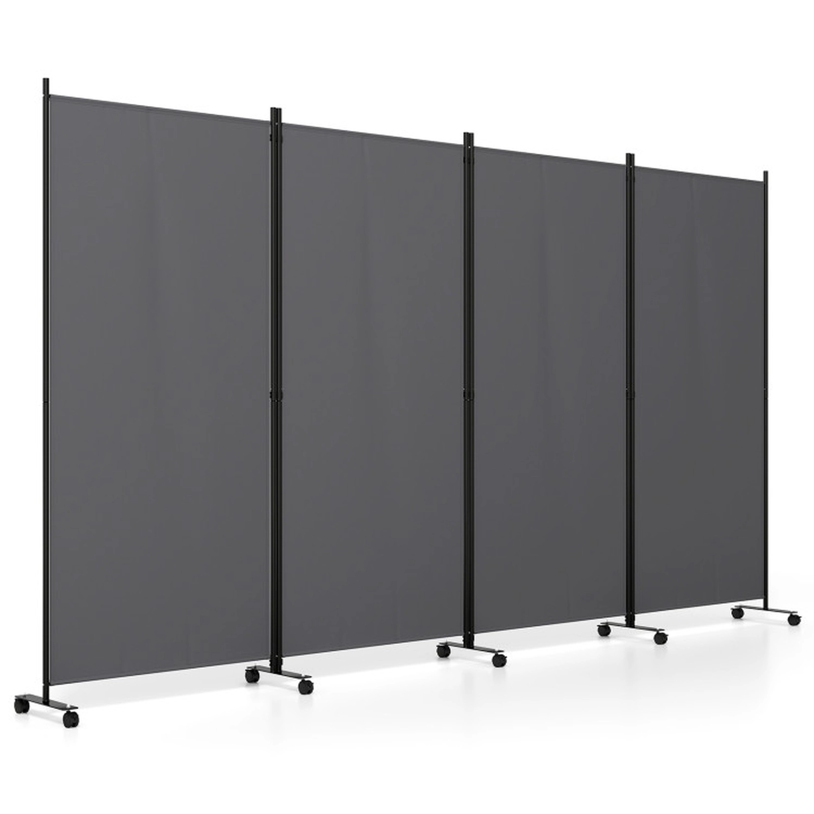 SUGIFT 4-Panel Non-See-Through Fabric Folding Privacy Screen Room Divider 137-in x 12-in x 71.5-in 22-lb Gray