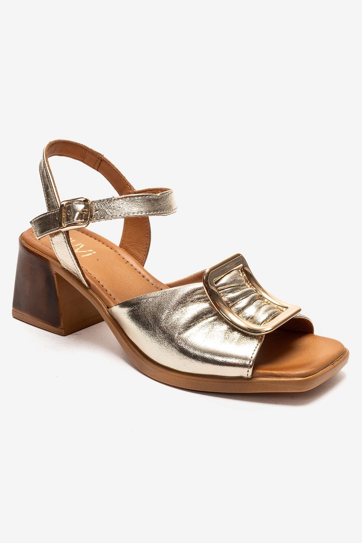 Forever & Always Womens Asha Leather Block Heel Sandal