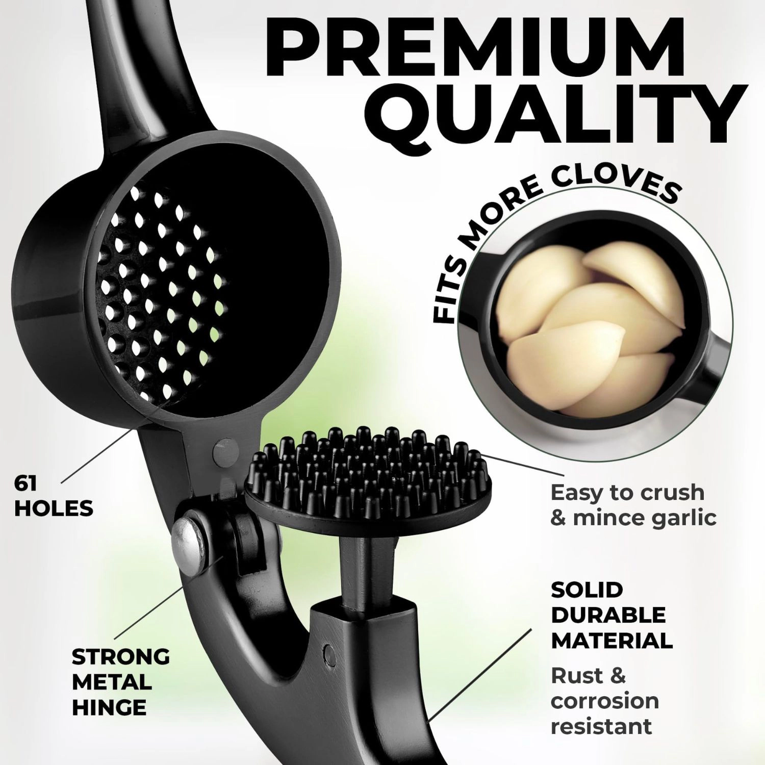 Zulay Kitchen Large Premium Garlic Press Set - Bigger Bowl for