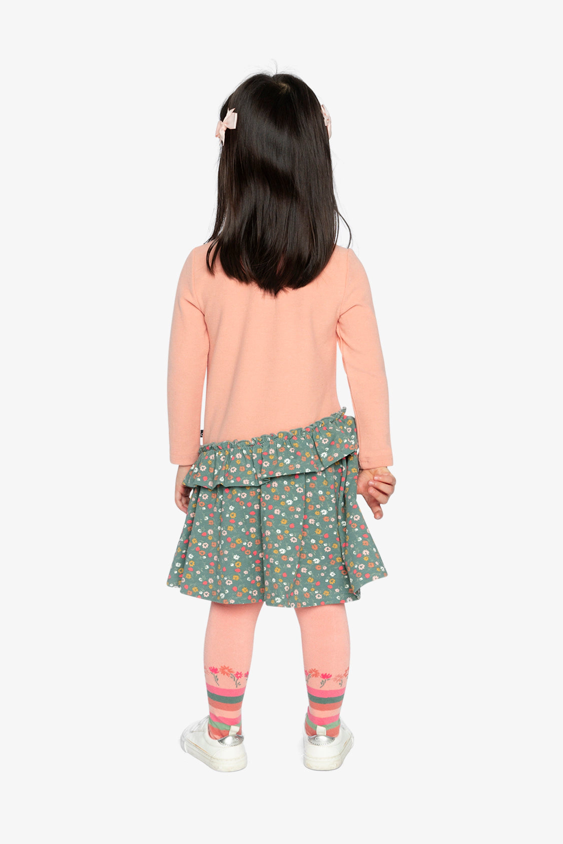 Deux par Girls Floral Print Bi-Material Dress