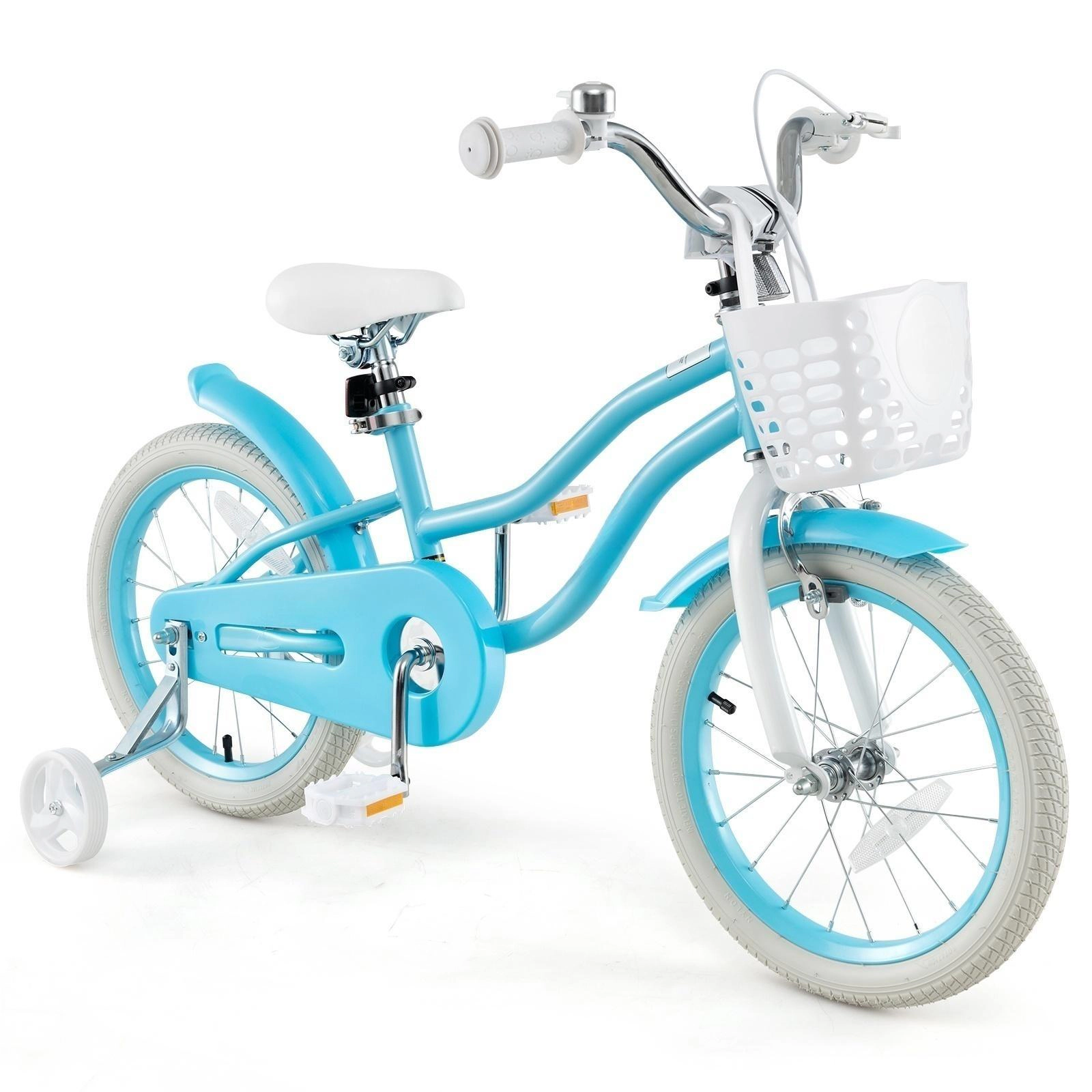SUGIFT Kids Blue 16-in Bike with Dual Brake System and Front Storage Basket 145-lb Seat Capacity Ages 3-8