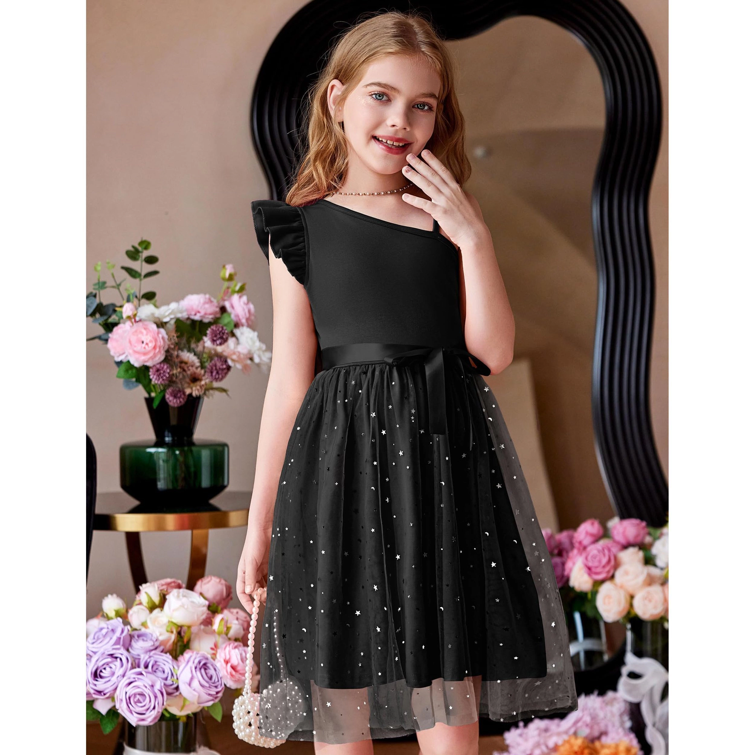 Arshiner Girls Summer Dress Fairy Tulle Wedding Guest Easter Fancy Dresses