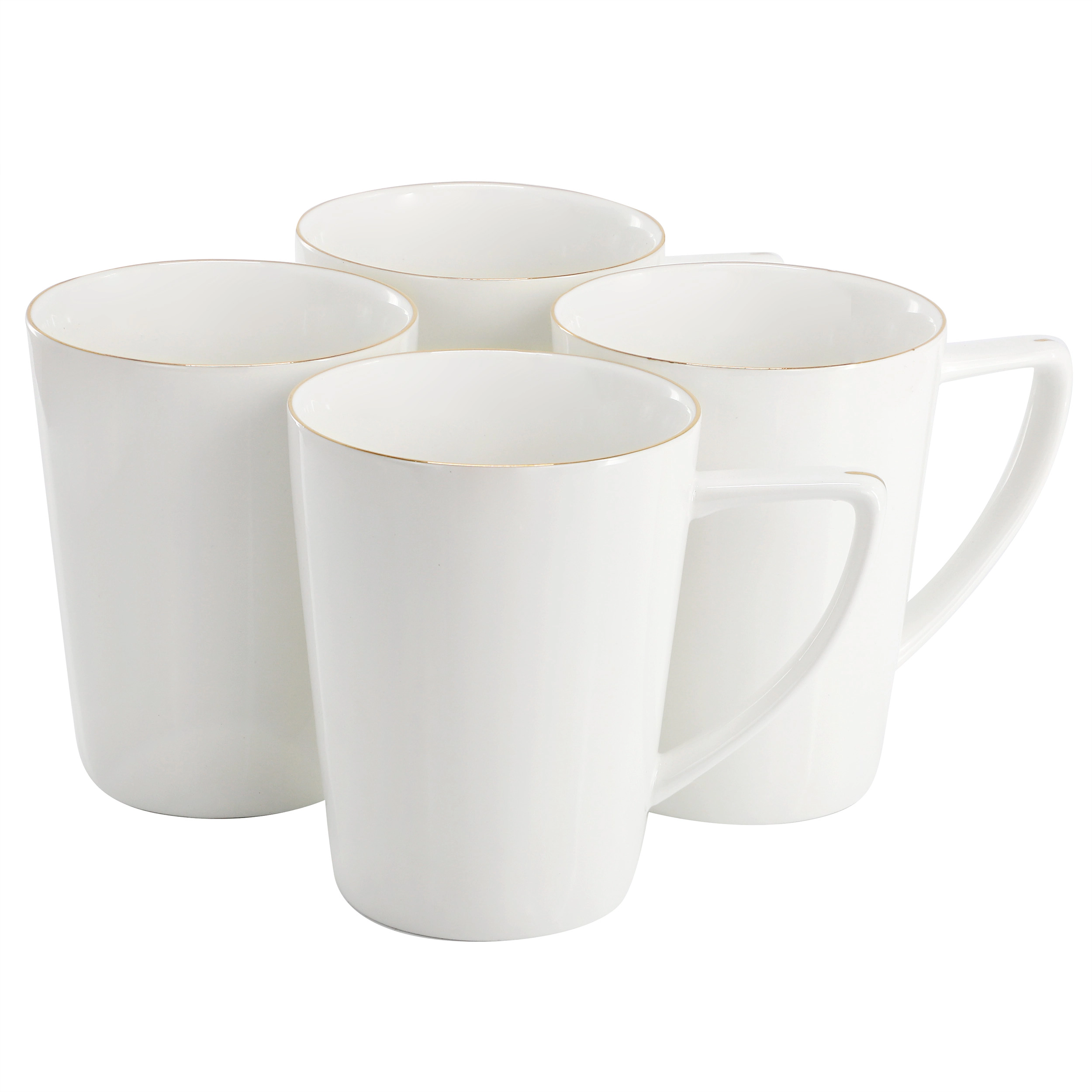 Martha Stewart Fine Ceramic 4 Piece 14 Ounce Angular Mug Set in White