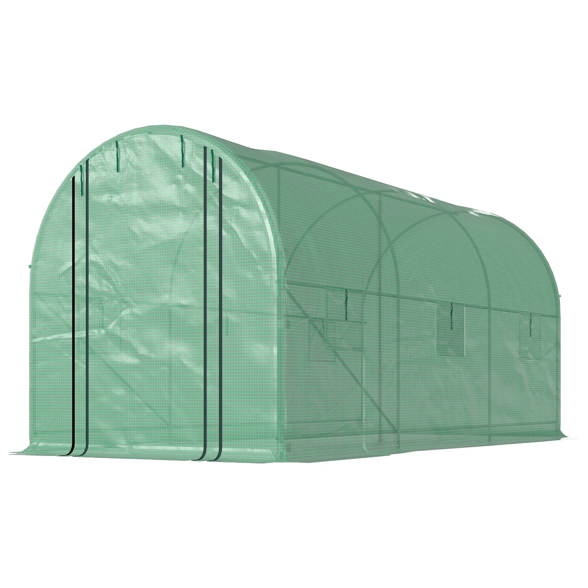 HONGGE Hoop House Greenhouse Walk-in Tunnel with 2 Support Rods Zippered Roll-up Mesh Door 14.6'x6.5'x6.6'