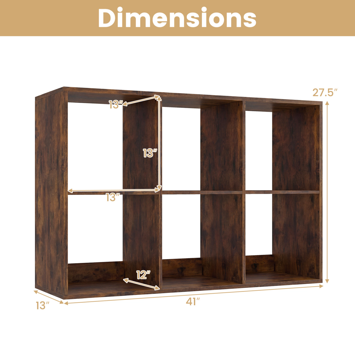 SlickBlue 6 Cube Bookshelf Storage Organizer with Open Back