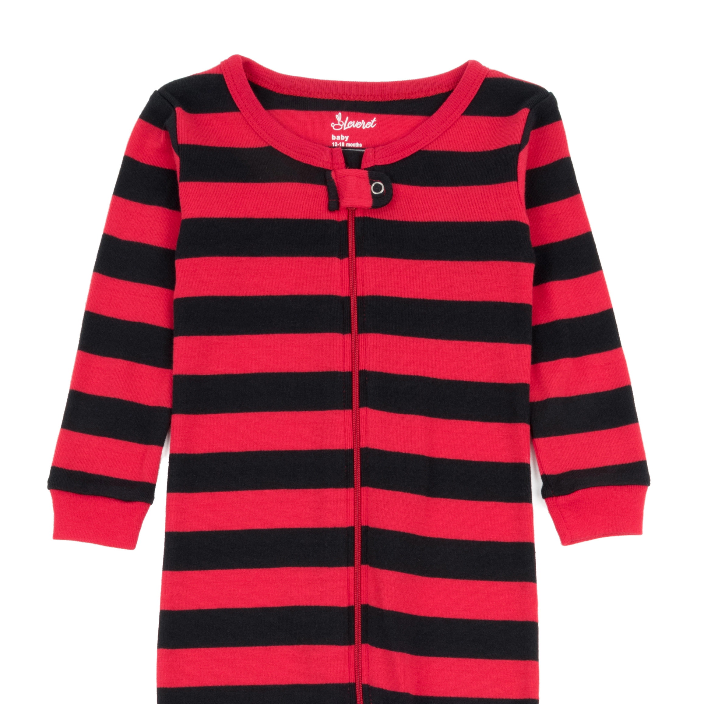 Leveret Baby/Toddler Red Striped Cotton Footed Pajamas