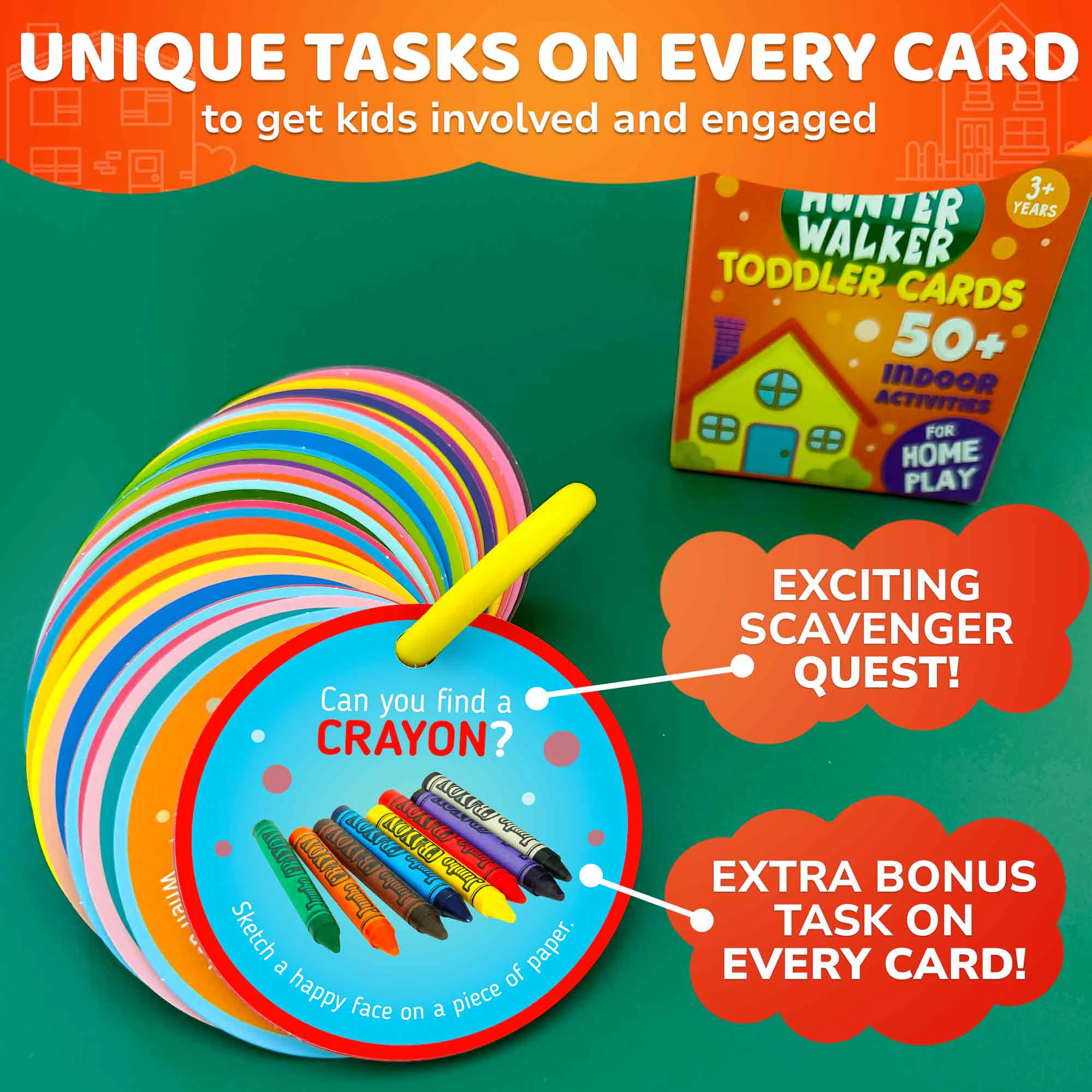 QUOKKA Scavenger Hunt Cards for Toddlers, 50 Activity Challenges, Learning Games Kids, Ages 2+