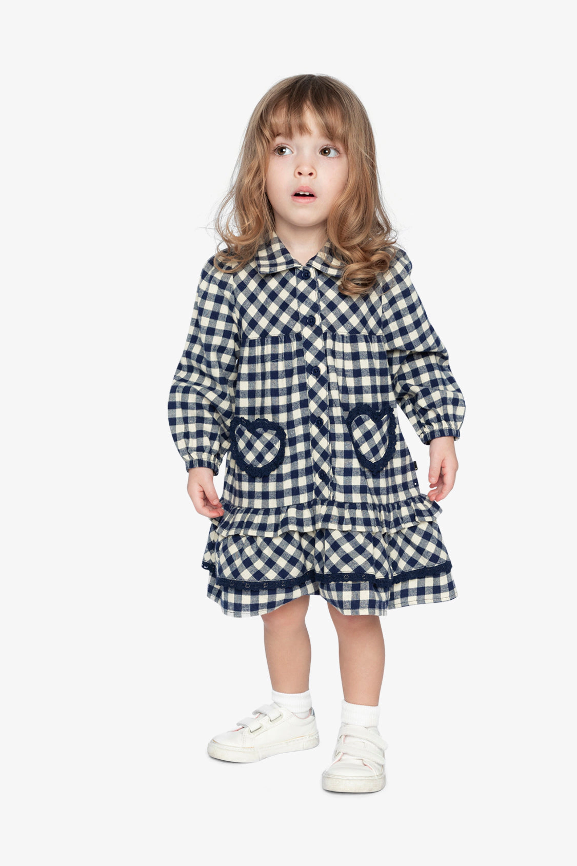 Deux par Girls Frilled Gingham Print Shirt Dress